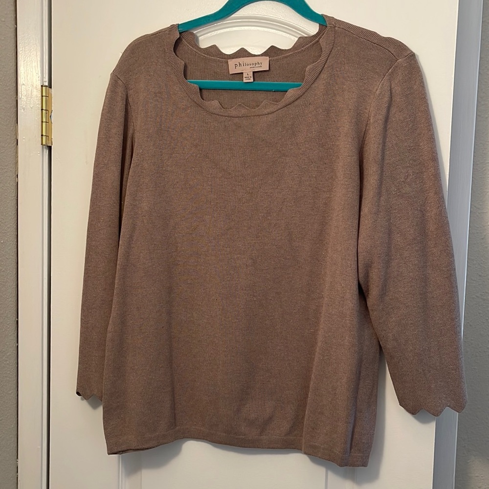 Philosophy sweater with cutest scalloped edges